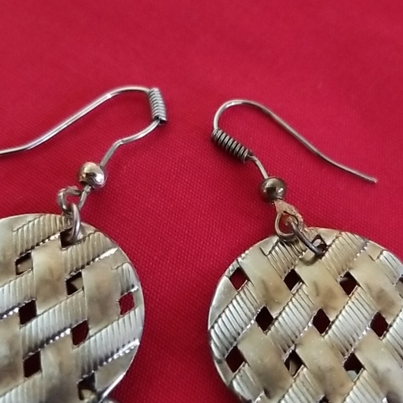 Antique Goldtone Disc Earrings - Picture 3 of 4